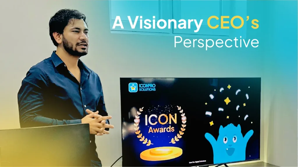 A man in a corporate setting, speaking about website design and its importance in a business
