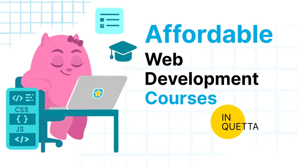Students learning web development in a Quetta classroom
