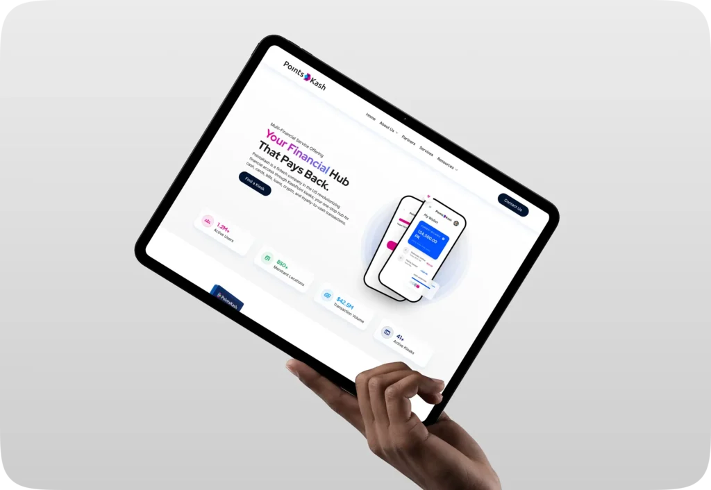 PointsKash website on a tablet