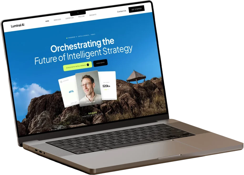 Laptop showing a website design