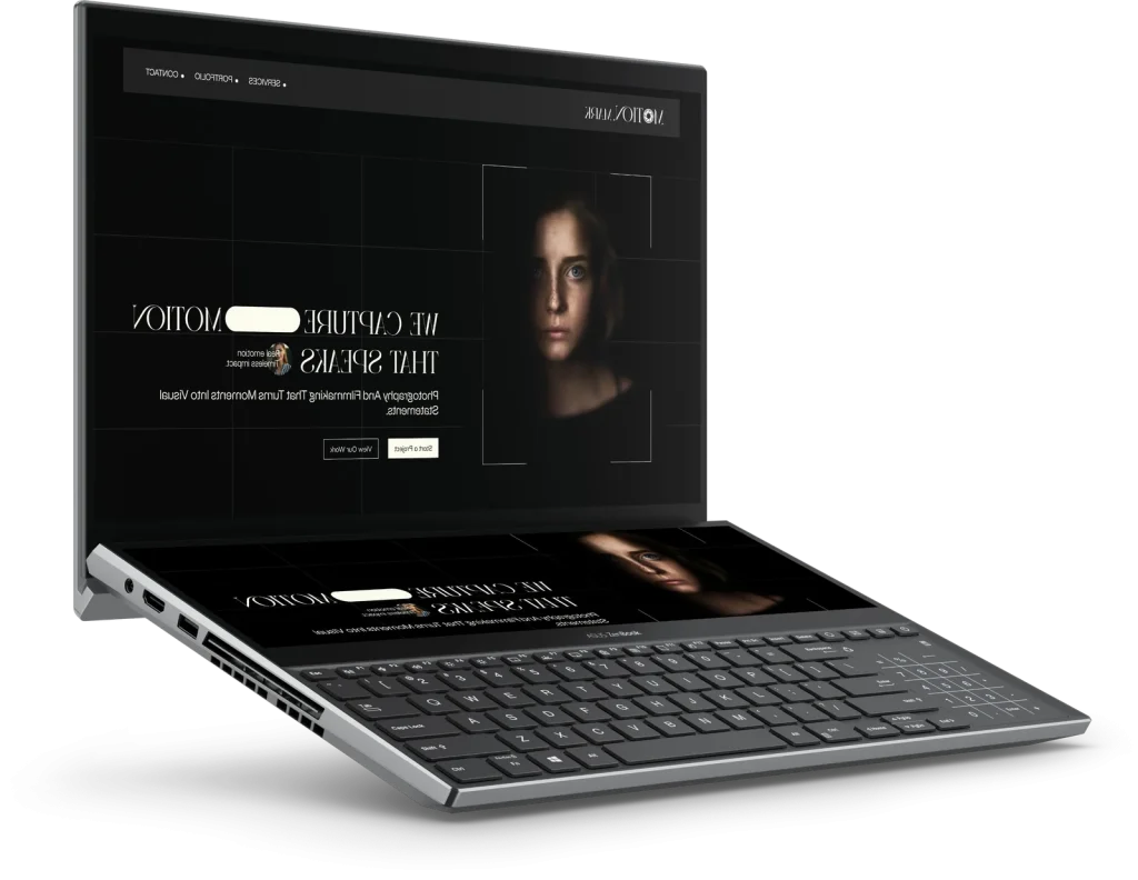 Laptop showing a website design