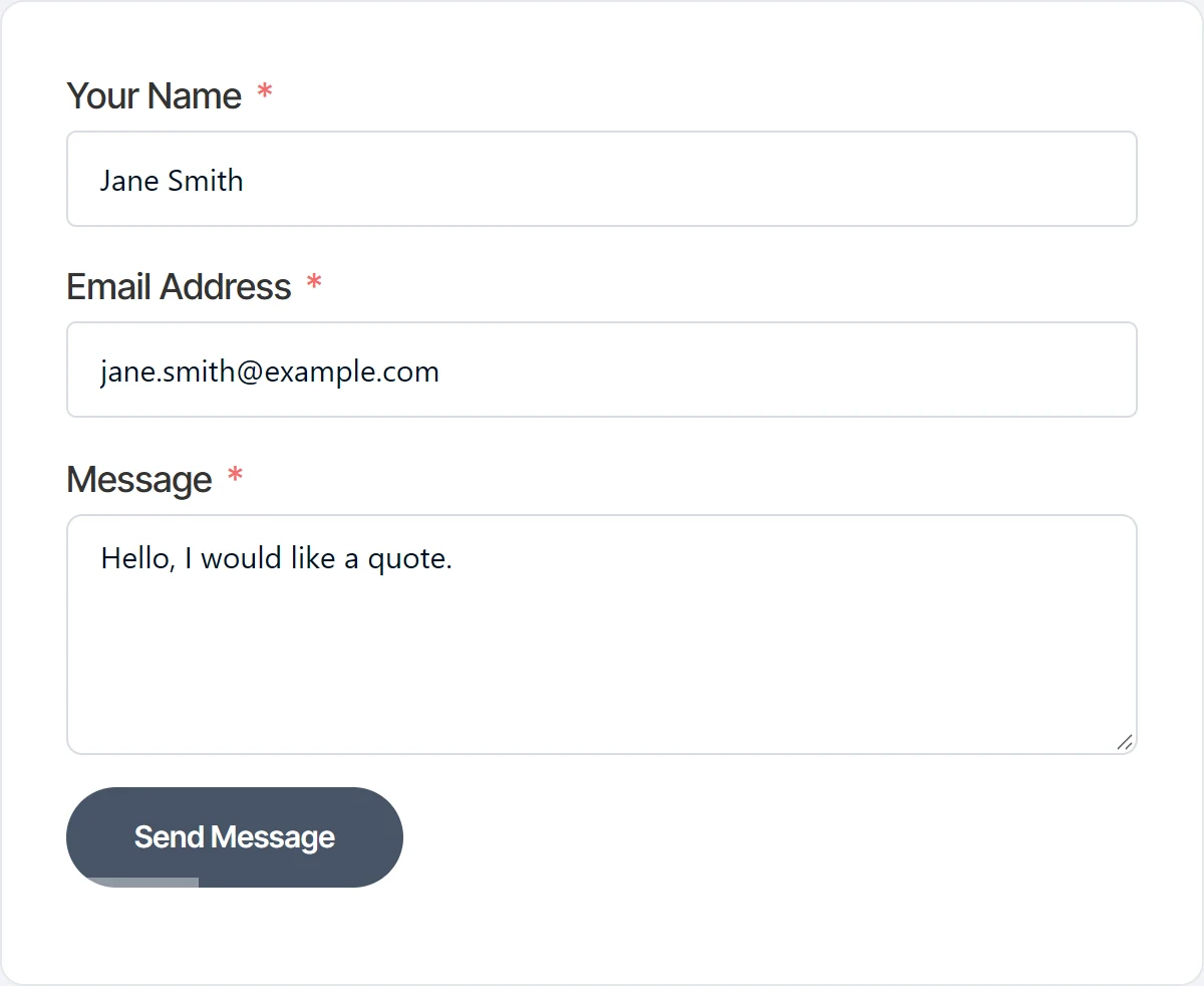 A Fluent Forms submit button in a solid dark gray while the form is sending