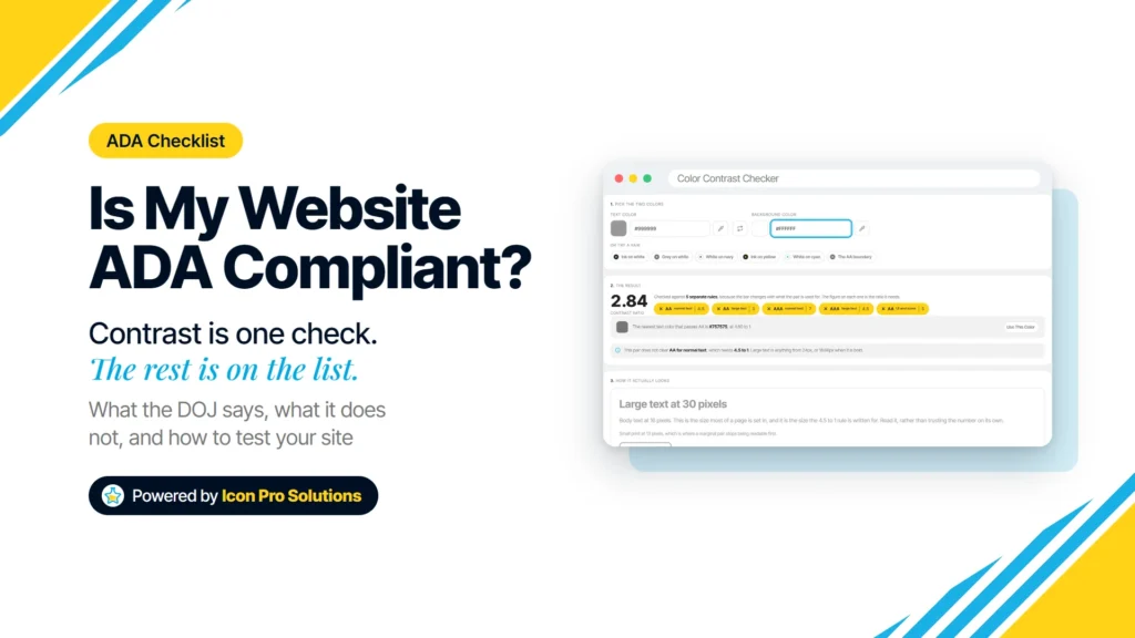 Is my website ADA compliant? The Color Contrast Checker showing light gray text on white failing every WCAG level