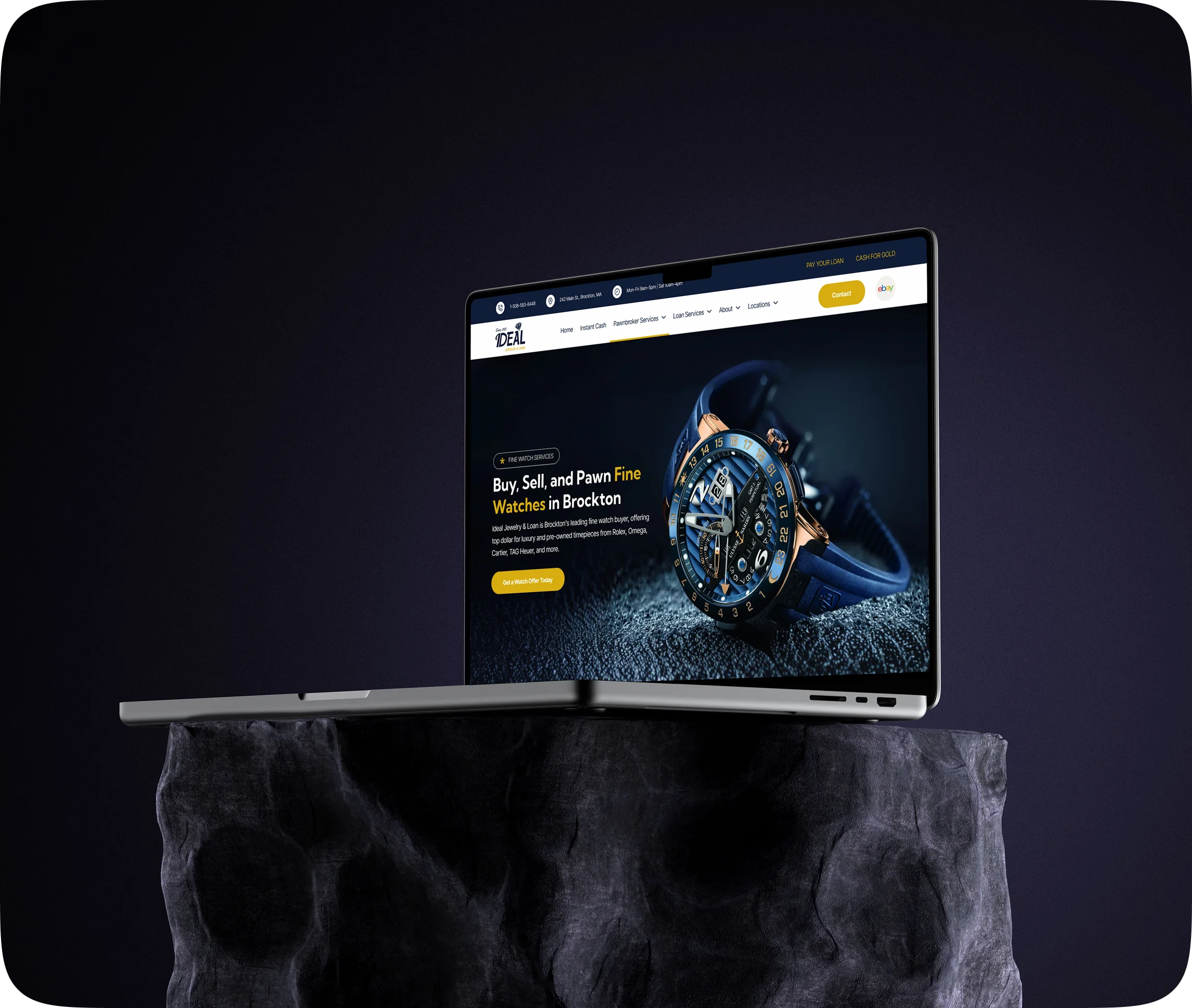 Ideal Jewelry and Loan website on a laptop